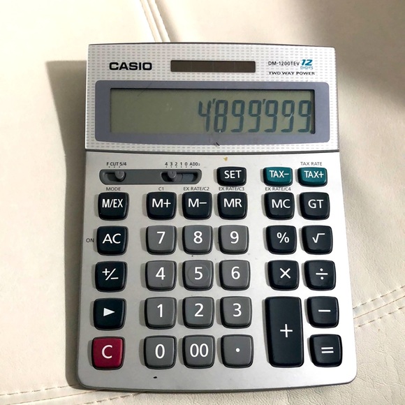 Casio DM-1200TEV Two Way Power Tax & Exchange Calculator 12 Digits Large Buttons - Picture 1 of 10